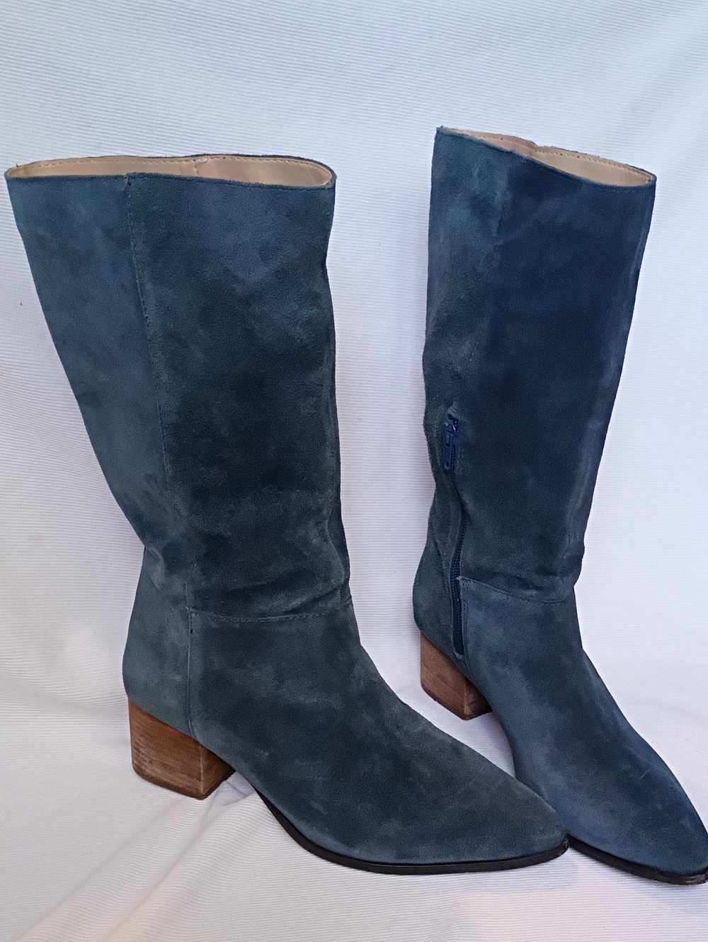 Intentionally ____Navy Blue Suede Pointed Toe Heeled Boot
